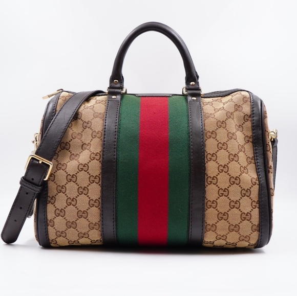 BA04❤️ Gucci GG Monogram Web Boston Bag - Picture 1 of 15